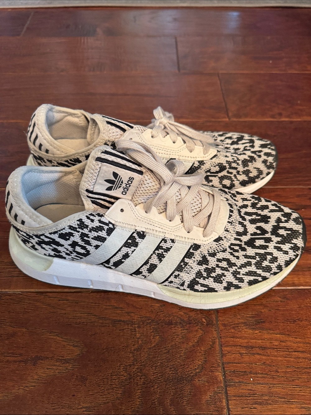 adidas White & Black Patterned Knit Sneakers